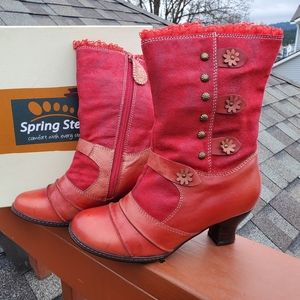 Spring step red boot size 8